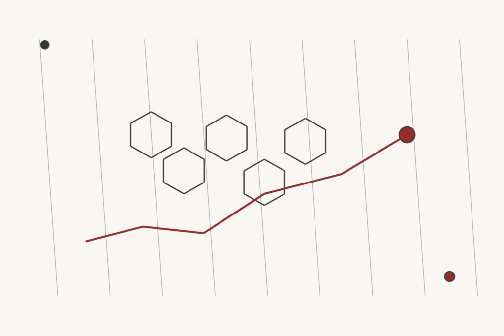 Longevity Next editorial illustration for rapamycin and mTOR, using a distinct grayscale scientific motif with muted red validation accents.