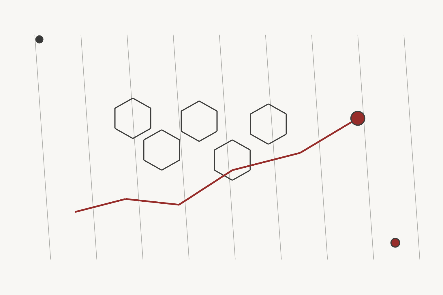 Longevity Next editorial illustration for rapamycin and mTOR, using a distinct grayscale scientific motif with muted red validation accents.
